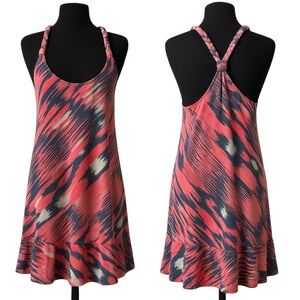 Lucky Brand Pink Ikat Halter Dress Boho Flowy Summer Mini Women Size Medium